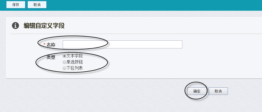 编辑自定义字段窗口